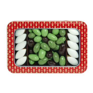 Boite décorée Amandes au chocolat noir et Calissons